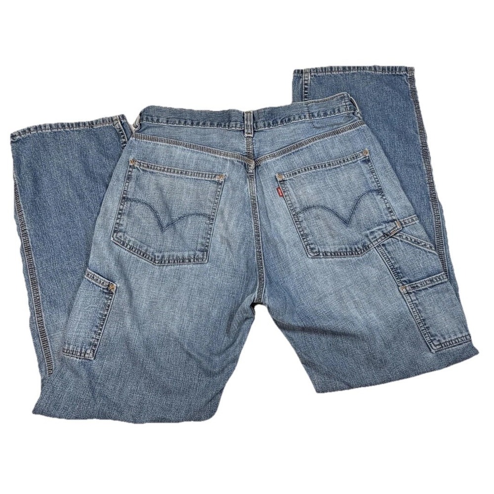 Levis Carpenter Jeans Mens 32x32 Blue‎ Loose Straight Distressed Workwear Denim
